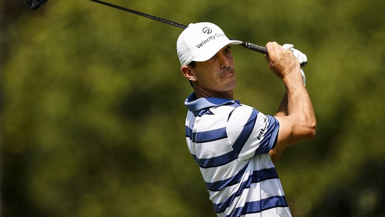 Aug 27, 2021; Owings Mills, Maryland, USA; Billy Horschel plays his shot from the second tee during the second round of the BMW Championship golf tournament. Mandatory Credit: Scott Taetsch-USA TODAY Sports