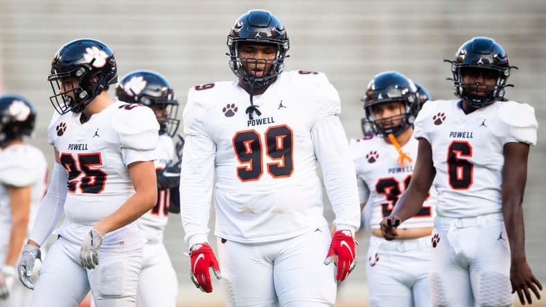 Powell's Walter Nolen (99) during the KOC Kick-Off Classic football jamboree held at the University of Tennessee's Neyland Stadium on Friday, August 13, 2021.
Kns Knox Football Jamboree Bp