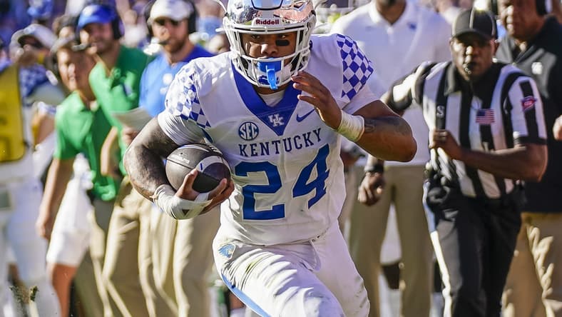 Oct 16, 2021; Athens, Georgia, USA; Kentucky Wildcats running back Chris Rodriguez Jr. (24) runs against the Georgia Bulldogs during the first half at Sanford Stadium. Mandatory Credit: Dale Zanine-USA TODAY Sports