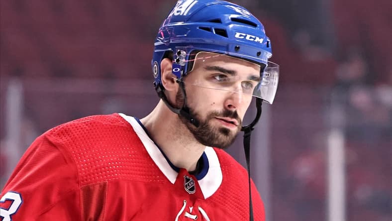 Oct 19, 2021; Montreal, Quebec, CAN; Montreal Canadiens center Cedric Paquette (13) during the warm-up session before the game against San Jose Sharks at Bell Centre. Mandatory Credit: Jean-Yves Ahern-USA TODAY Sports
