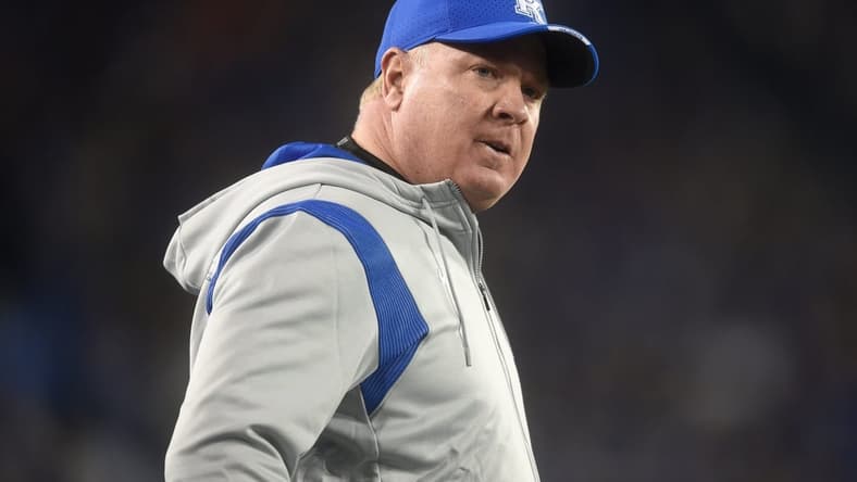 Kentucky Head Coach Mark Stoops speaks to officials during an SEC football game between the Tennessee Volunteers and the Kentucky Wildcats at Kroger Field in Lexington, Ky. on Saturday, Nov. 6, 2021.

Tennvskentucky1106 1251