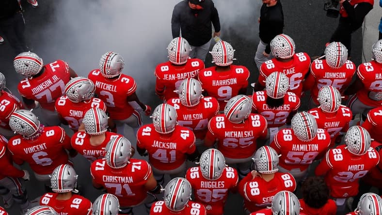 Ohio State Buckeyes head coach Ryan Day leads his team onto the field prior to the NCAA football game against the Michigan State Spartans at Ohio Stadium in Columbus on Saturday, Nov. 20, 2021.
Michigan State Spartans At Ohio State Buckeyes Football