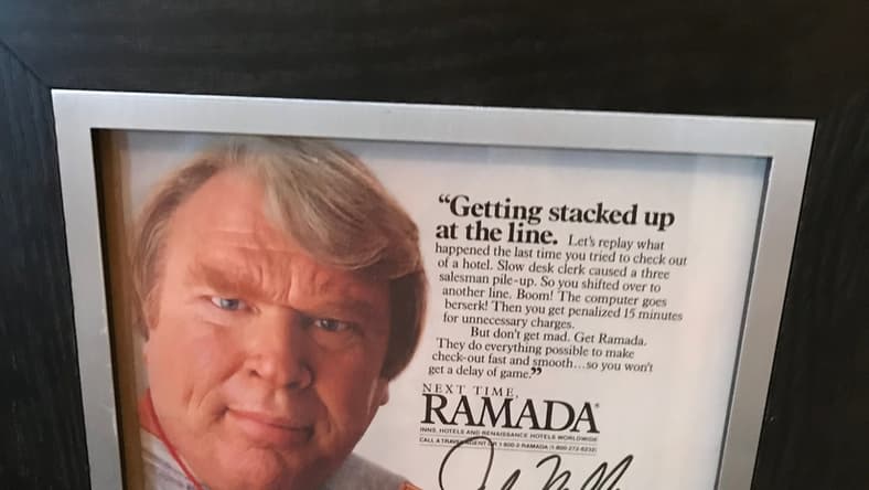 Among the sports memorabilia at the Timeline sale is a John Madden autographed Ramada advertisement.
Img 8200