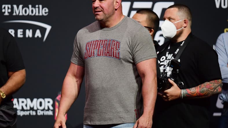 Sep 24, 2021; Las Vegas, Nevada, USA; UFC president Dana White in attendance during weigh-ins for UFC 266 at Park Theater. Mandatory Credit: Gary A. Vasquez-USA TODAY Sports
