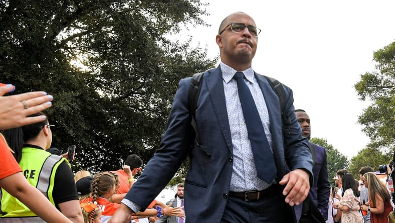 Clemson offensive coordinator Tony Elliott greets fans during Tiger Walk before the game with Clemson and Boston College in Clemson, S.C. Saturday, October 2, 2021.

Ncaa Football Acc Clemson Boston College