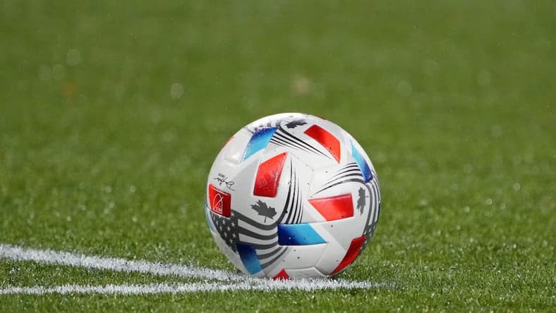 Dec 4, 2021; Portland, Oregon, USA; A detail view of the Adidas soccer ball during the second half during the Western Conference Finals of the 2021 MLS Playoffs between the Portland Timbers and Real Salt Lake at Providence Park. Mandatory Credit: Kirby Lee-USA TODAY Sports