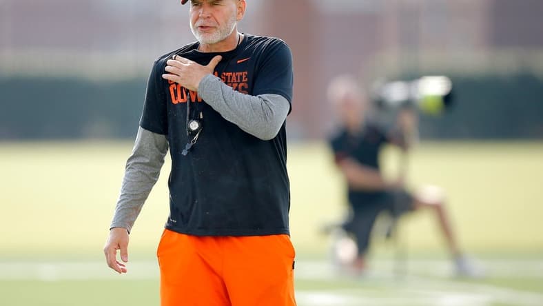 Oklahoma State defensive coordinator Jim Knowles watches during football practice at the Sherman Smith Training Center.

cutout

Syndication The Oklahoman
