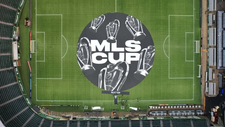 Dec 9, 2021; Portland, OR, USA; A general overall aerial view of the field at Providence Park prior to the MLS Cup between the New York City FC and the Portland Timbers. Mandatory Credit: Kirby Lee-USA TODAY Sports