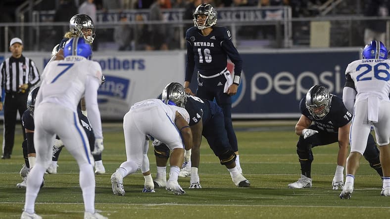 Nevada quarterback Nate Cox (16) sees some action against Air Force at Mackay Stadium in Reno on Nov. 19, 2021.

Ren Nate Cox 01