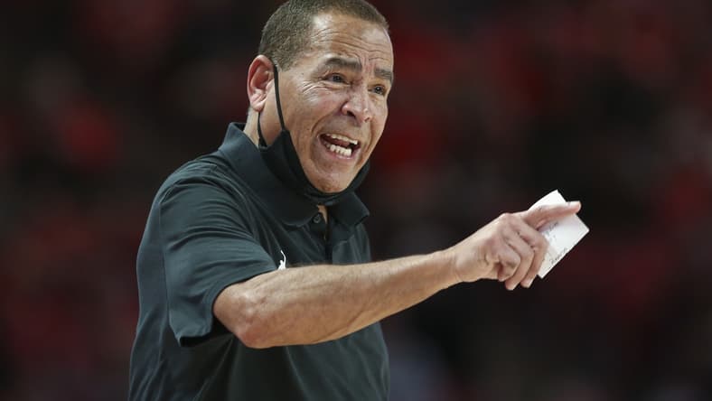 Dec 22, 2021; Houston, Texas, USA; Houston Cougars head coach Kelvin Sampson reacts during the second half against the Texas State Bobcats at Fertitta Center. Mandatory Credit: Troy Taormina-USA TODAY Sports