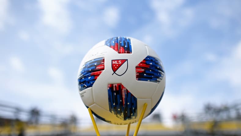 Mar 31, 2018; Columbus, OH, USA; A view of the MLS logo on the official game ball prior to the game of the Vancouver Whitecaps against the Columbus Crew SC at MAPFRE Stadium. Mandatory Credit: Aaron Doster-USA TODAY Sports