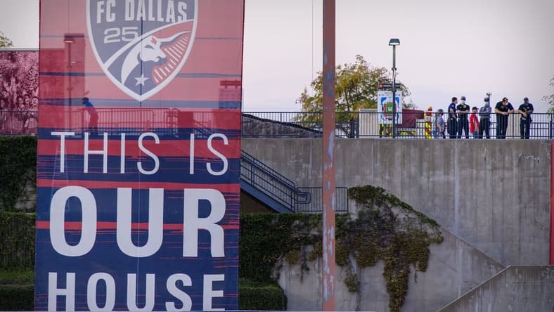 Oct 3, 2020; Frisco, Texas, USA; A view of an FC Dallas This is Our House Banner before the game between FC Dallas and the Columbus Crew at Toyota Stadium. Mandatory Credit: Jerome Miron-USA TODAY Sports