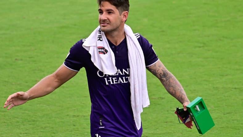 Apr 17, 2021; Orlando, Florida, USA; Orlando City SC forward Alexandre Pato (7) looks on after the game against the Atlanta United FC at Orlando City Stadium. Mandatory Credit: Douglas DeFelice-USA TODAY Sports