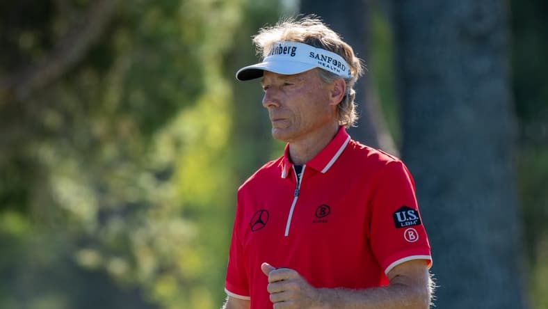 Nov 14, 2021; Phoenix, Arizona, USA; Bernhard Langer on the green of the eighth during the final round of the Charles Schwab Cup Championship golf tournament at Phoenix Country Club. Mandatory Credit: Allan Henry-USA TODAY Sports