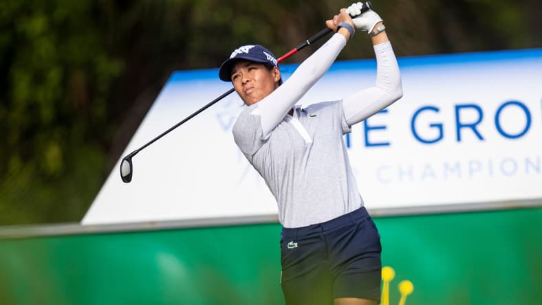 Celine Boutier plays the third round of the CME Group Tour Championship at Ritz Carlton Golf Resort , Tiburon Golf Club in Naples on Saturday, Nov. 20, 2021. She was tied for the lead with several other players.

Celine5