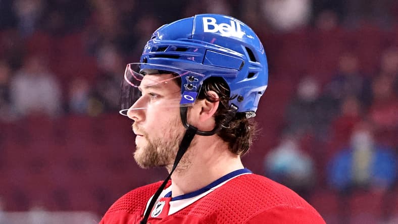 Nov 29, 2021; Montreal, Quebec, CAN; Montreal Canadiens right wing Josh Anderson (17) during the warm-up session before the game against Vancouver Canucks at Bell Centre. Mandatory Credit: Jean-Yves Ahern-USA TODAY Sports