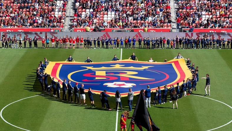 Mar 10, 2018; Sandy, UT, USA; A Real Salt Lake banner is displayed on the field prior to the match against Los Angeles FC at Rio Tinto Stadium. Mandatory Credit: Russ Isabella-USA TODAY Sports