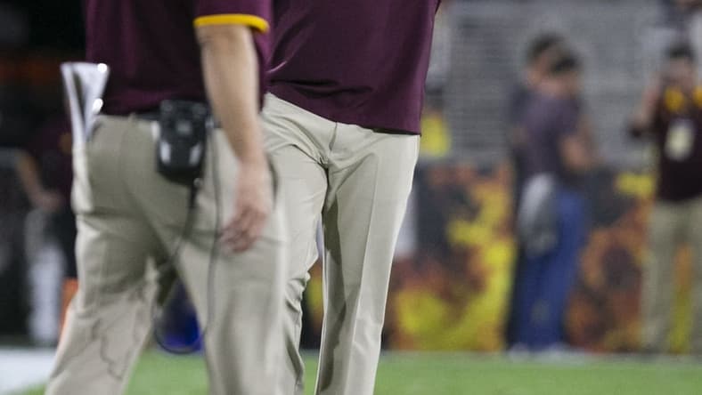 ASU linebackers coach Antonio Pierce shouts during the first half of the Pac-12 college football game against Stanford at Sun Devil Stadium in Tempe on October 18, 2018.

Asu Stanford College Football