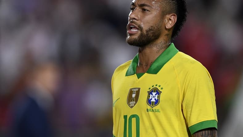 Sep 10, 2019; Los Angeles, CA, USA; Brazil forward Neymar (10) looks on after the South American Showdown soccer match against Peru at Los Angeles Coliseum. Mandatory Credit: Kelvin Kuo-USA TODAY Sports