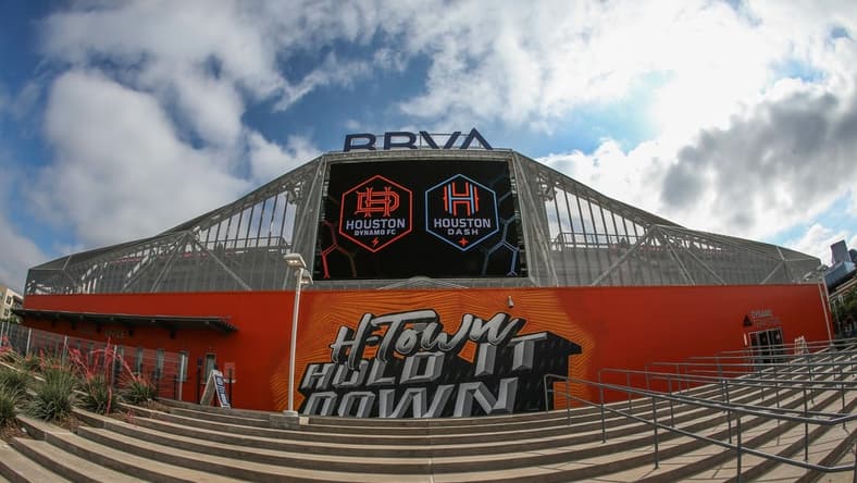 May 12, 2021; Houston, Texas, USA; General view outside BBVA Stadium before the match between the Houston Dynamo FC and Sporting Kansas City. Mandatory Credit: Troy Taormina-USA TODAY Sports