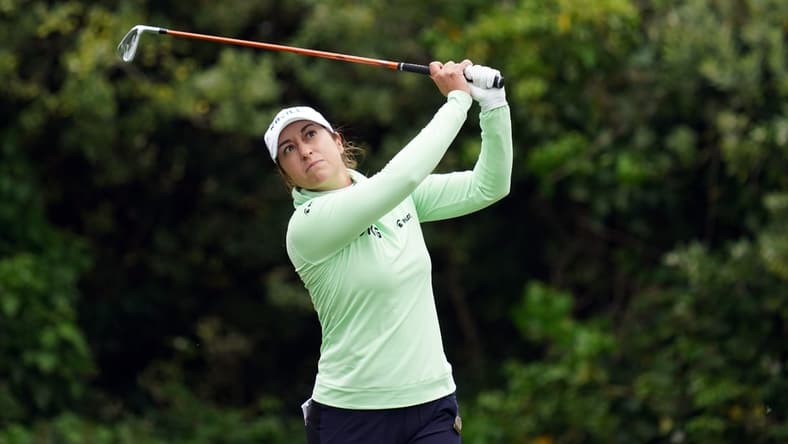 Jun 4, 2021; San Francisco, California, USA; Marina Alex plays her shot from the 15th tee during the second round of the U.S. Women's Open golf tournament at The Olympic Club. Mandatory Credit: Kyle Terada-USA TODAY Sports