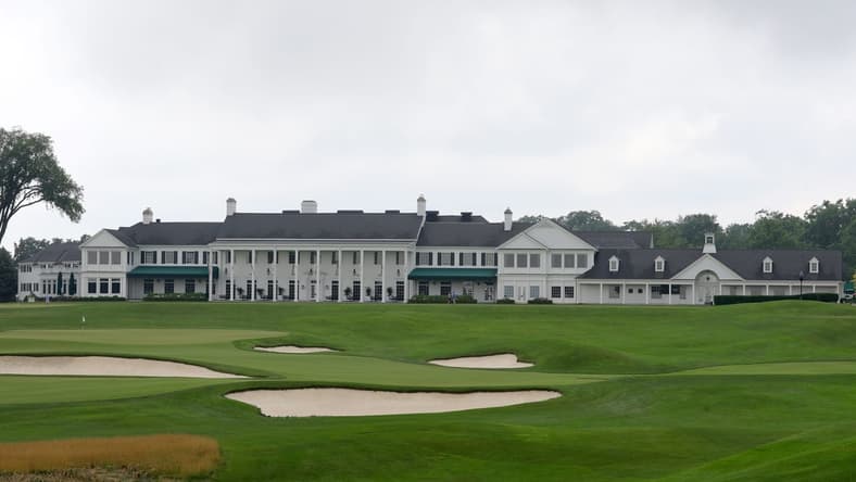 Looking at the clubhouse from the ninth green at Oakland Hills Country Club's South Course in Bloomfield Township on Thursday, July 8, 2021.

Oakland Hills