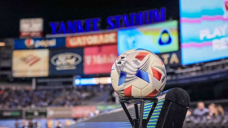 Aug 11, 2021; New York, NY, USA; A general view of a game ball during the second half between New York City FC and Pumas UNAM at Yankee Stadium. Mandatory Credit: Vincent Carchietta-USA TODAY Sports