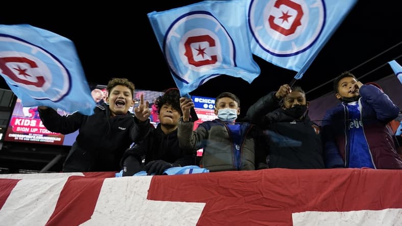 Oct 23, 2021; Chicago, Illinois, USA; Chicago Fire fans react during the second half against Real Salt Lake at Soldier Field. Mandatory Credit: Mike Dinovo-USA TODAY Sports