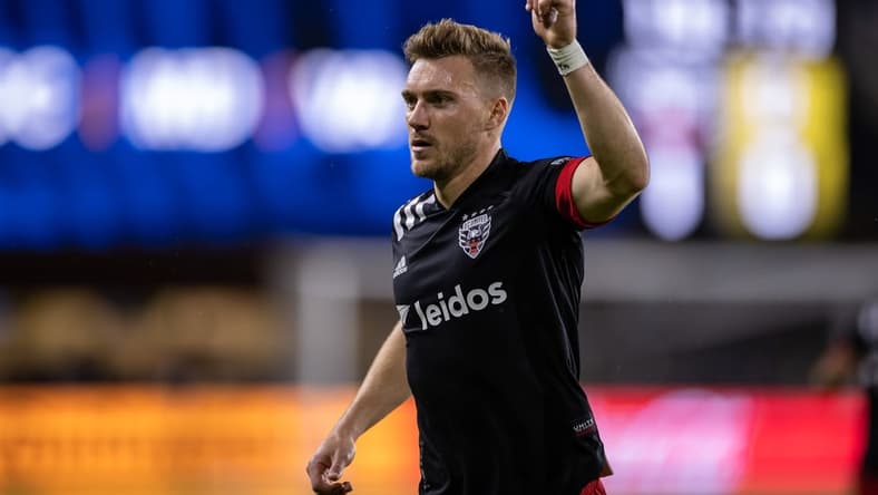 Oct 30, 2021; Washington, District of Columbia, USA; D.C. United defender Julian Gressel (31) in action during the first half of the MLS game against the Columbus Crew at Audi Field. Mandatory Credit: Scott Taetsch-USA TODAY Sports