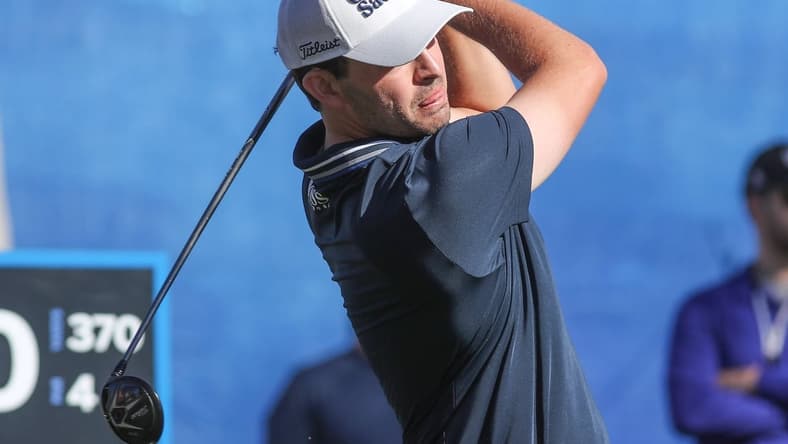 Patrick Cantlay tees off on the 10th hole of the Nicklaus Tournament course at PGA West during the American Express in La Quinta, Calif., Friday, January 21, 2022.

Amex Friday 5