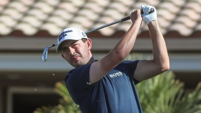 Patrick Cantlay tees off on the 17th hole of the Nicklaus Tournament course at PGA West during the American Express in La Quinta, Calif., Friday, January 21, 2022.

Amex Friday 16