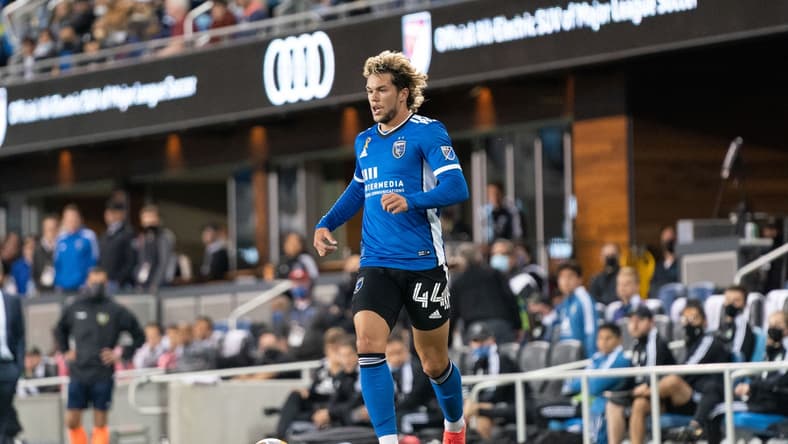 September 29, 2021; San Jose, California, USA; San Jose Earthquakes forward Cade Cowell (44) during the second half against the Seattle Sounders at PayPal Park. Mandatory Credit: Kyle Terada-USA TODAY Sports
