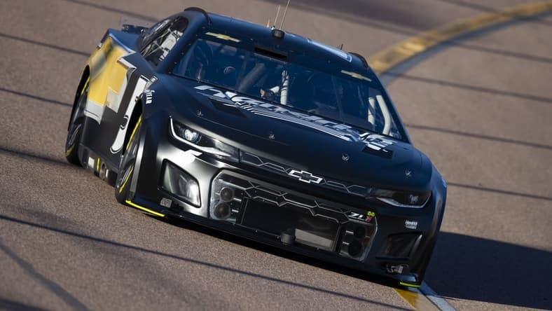 Jan 25, 2022; Avondale, AZ, USA; NASCAR Cup Series driver Kyle Larson during the Next Gen test at Phoenix Raceway. Mandatory Credit: Mark J. Rebilas-USA TODAY Sports