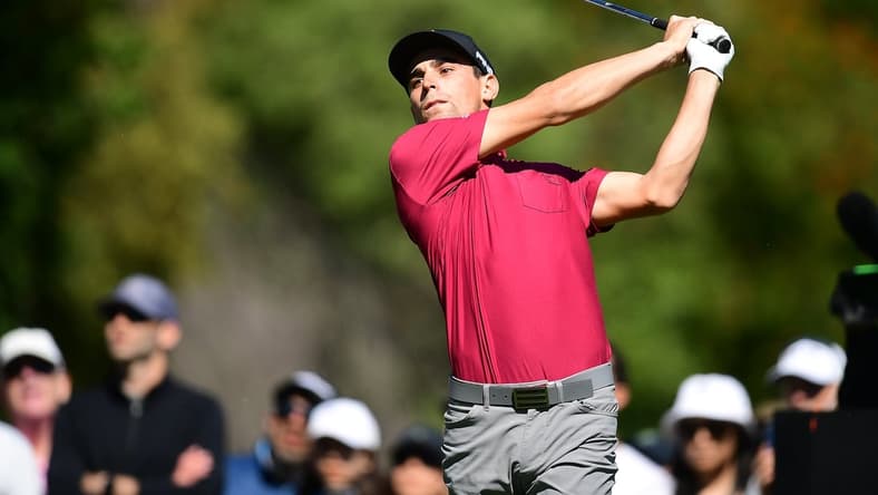 Feb 19, 2022; Pacific Palisades, California, USA; Joaquin Niemann hits from the fourth tee during the third round of the Genesis Invitational golf tournament. Mandatory Credit: Gary A. Vasquez-USA TODAY Sports