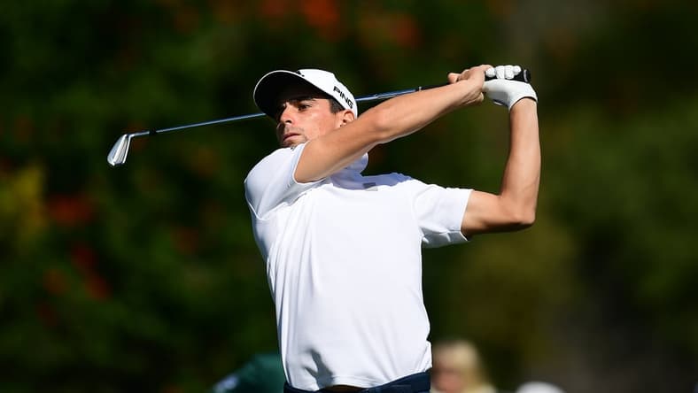 Feb 20, 2022; Pacific Palisades, California, USA; Joaquin Niemann hits from the fourth tee during the final round of the Genesis Invitational golf tournament. Mandatory Credit: Gary A. Vasquez-USA TODAY Sports