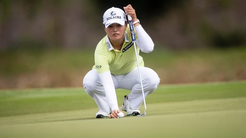 Jin Young Ko plays the third round of the CME Group Tour Championship at Ritz Carlton Golf Resort , Tiburon Golf Club in Naples on Saturday, Nov. 20, 2021. She was tied for the lead with several other players.

Ko3