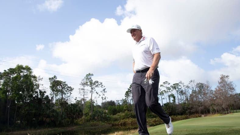 Ernie Els (RSA) walks off the green of the second hole during the first round of the Chubb Classic, Friday, Feb. 18, 2022, at Tibur  n Golf Club at The Ritz-Carlton Golf Resort in Naples, Fla.

Chubb Classic first round, Feb. 18, 2022