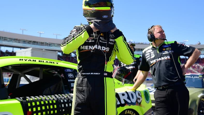 Mar 12, 2022; Avondale, Arizona, USA; NASCAR Cup Series driver Ryan Blaney (12) during qualifying for the Ruoff Mortgage 500 at Phoenix Raceway. Mandatory Credit: Gary A. Vasquez-USA TODAY Sports