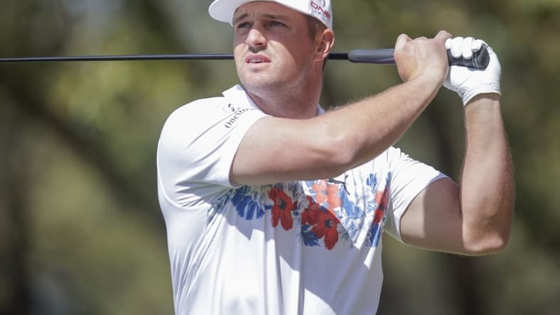 Mar 23, 2022; Austin, Texas, USA; Bryson DeChambeau tees off on #8 during the first round of the World Golf Championships-Dell Technologies Match Play golf tournament. Mandatory Credit: Erich Schlegel-USA TODAY Sports