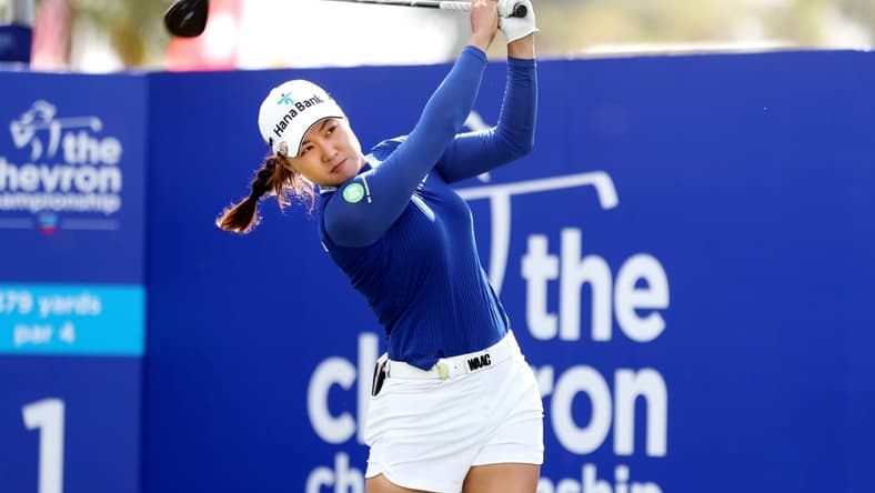 Minjee Lee tees off on the first tee at the Dinah Shore Tournament Course during round one at the Chevron Championship at Mission Hills Country Club in Rancho Mirage, Calif., on Thursday, March 31, 2022.

Chevron Championship Round One694