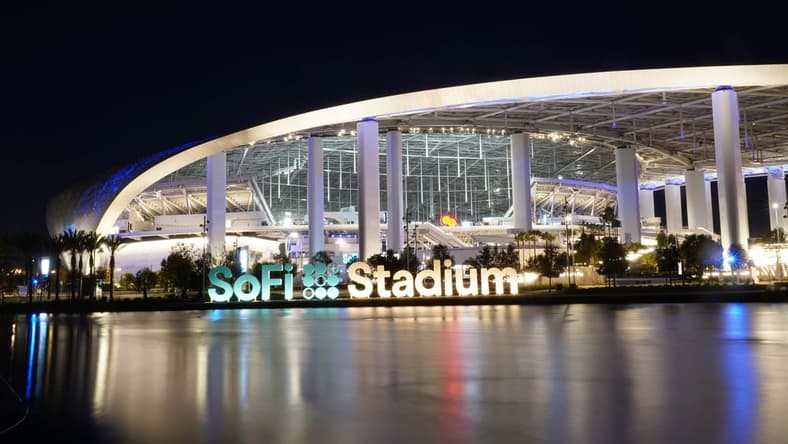 Nov 29, 2020; Inglewood, California, USA; A general view of SoFi Stadium exterior during the NFL game between the San Francisco 49ers and the Los Angeles Rams. Mandatory Credit: Kirby Lee-USA TODAY Sports