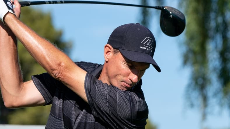 Nov 14, 2021; Phoenix, Arizona, USA; Steven Alker with his tee shot on the sixth hole during the final round of the Charles Schwab Cup Championship golf tournament at Phoenix Country Club. Mandatory Credit: Allan Henry-USA TODAY Sports