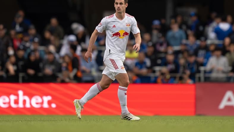 February 26, 2022; San Jose, California, USA; New York Red Bulls player Dylan Nealis (12) during the second half against the San Jose Earthquakes at PayPal Park. Mandatory Credit: Kyle Terada-USA TODAY Sports