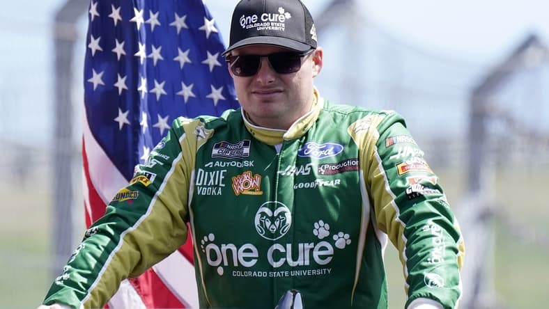 Mar 27, 2022; Austin, Texas, USA; NASCAR Cup Series driver Cole Custer (41) before the start of the EchoPark Automotive Texas Grand Prix at Circuit of the Americas. Mandatory Credit: Mike Dinovo-USA TODAY Sports
