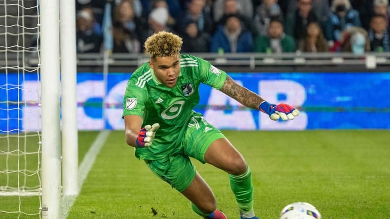 Mar 19, 2022; Saint Paul, Minnesota, USA; Minnesota United goalkeeper Dayne St. Clair (97) in action at Allianz Field. Mandatory Credit: Matt Blewett-USA TODAY Sports