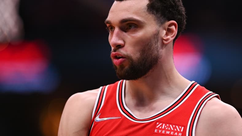 Mar 29, 2022; Washington, District of Columbia, USA;  Chicago Bulls guard Zach LaVine (8) during the second half against the Washington Wizards at Capital One Arena. Mandatory Credit: Tommy Gilligan-USA TODAY Sports