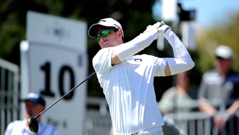 Apr 2, 2022; San Antonio, Texas, USA; Dylan Fritelli of South Africa takes a tee shot on the 10th hole during the third round of the Valero Texas Open golf tournament. Mandatory Credit: Erik Williams-USA TODAY Sports