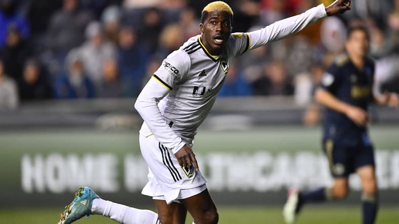 Apr 9, 2022; Philadelphia, Pennsylvania, USA; Columbus Crew forward Gyasi Zardes (11) reacts on the field in the second half against Philadelphia Union at Subaru Park. Mandatory Credit: Kyle Ross-USA TODAY Sports