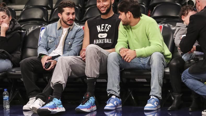 Apr 10, 2022; Brooklyn, New York, USA;  Brooklyn Nets guard Ben Simmons (10) talks with fans prior to the game against the Indiana Pacers at Barclays Center. Mandatory Credit: Wendell Cruz-USA TODAY Sports
