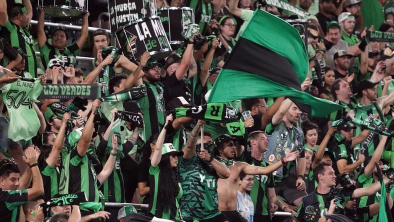 Apr 10, 2022; Austin, Texas, USA; Austin FC fans cheer after the win against the Minnesota United at Q2 Stadium. Mandatory Credit: Scott Wachter-USA TODAY Sports